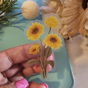Sunflower Sticker, Floral Decal Pack, Nature Lover Gift, Laptop Stickers, Water Bottle Decals