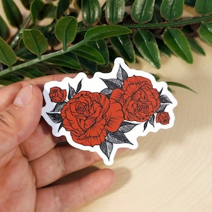 Red Rose Stickers,Flower Laptop Stickers,Nature Inspired,Planner Stickers,Scrapbook