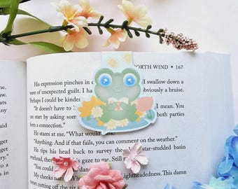 Kawaii Frog Magnetic Bookmark, Cottagecore Book Lover Gift