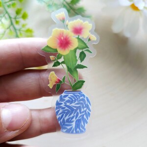 Tropical Hibiscus Floral Sticker, Flower Decal, Botanical Laptop Sticker, Floral Water Bottle Sticker, Nature Lover Gift