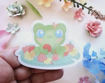 Kawaii Frog Sticker Pack, Laptop Decals, Waterproof Vinyl