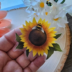 Bumblebee Sticker, Honey Bee Vinyl Decal, Bee Sunflower Honeycomb Waterproof Sticker,Bee Flower Circle Sticker, Save the Bees Nature