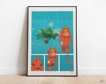Adventure Is Inside - Astronaut Comic Art Print: Sci-Fi Space Adventure