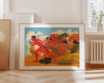 Generational Trauma – Limited Edition Surreal Giclée Print | Satirical Atomic Style Banana Illustration