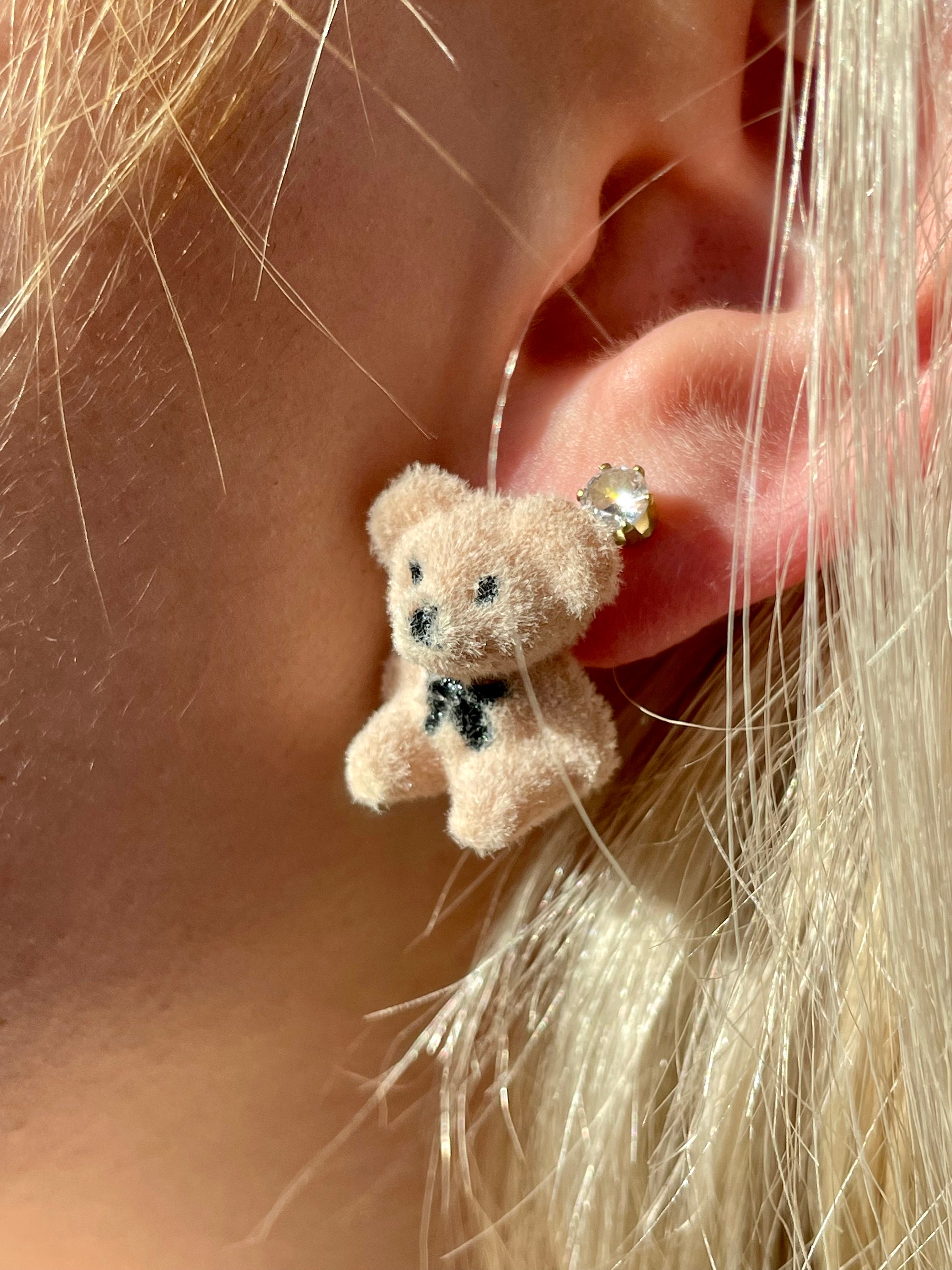 Teddy Bear Earrings Cute and Fuzzy Women s Earrings Kpop Korean Style Kawaii Christmas Gift blackpink BTS Red Velvet Etsy Canada