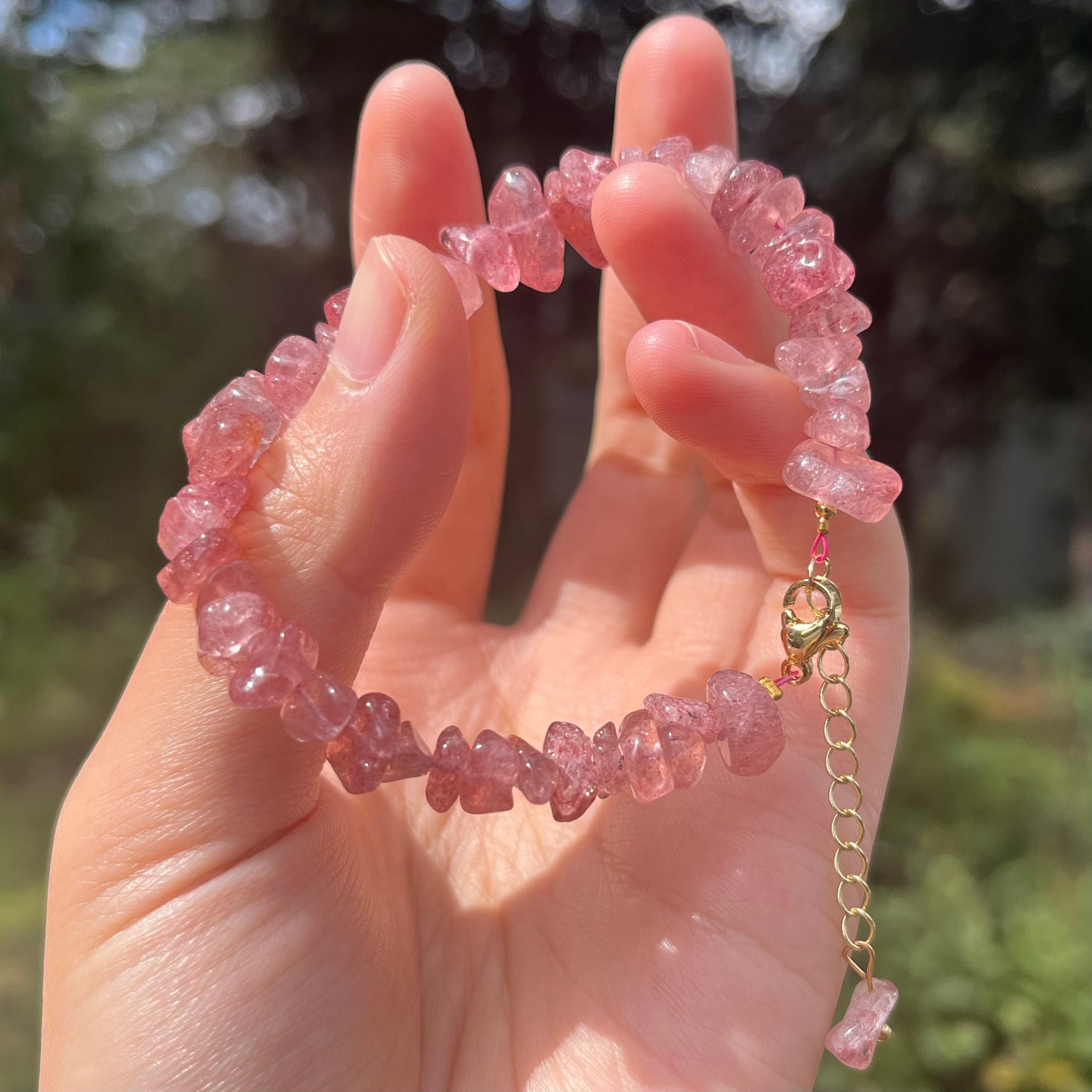 Pink Poppy Hot Pink Strawberry Charm Stretch Beaded Bracelet