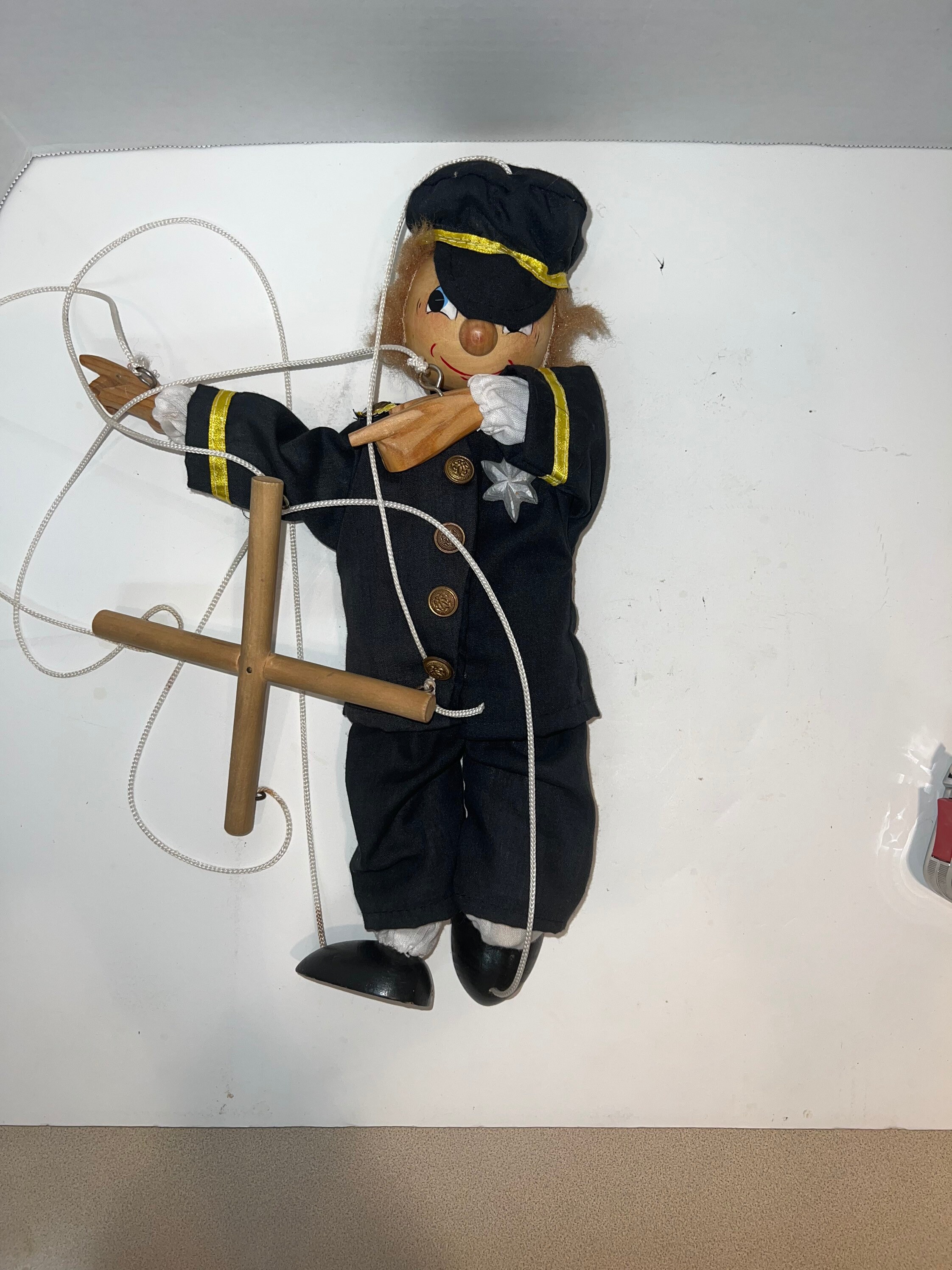 Vintage Sea Captain Sailor Military Policeman Wooden Marionette - Etsy
