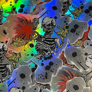 Holographic die cut skeleton welding sticker