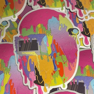 Oozing shiny welding hood sticker