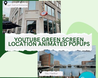 YouTube Green Screen Location Pop-Up: Customizable Video Overlays (Digital Download)