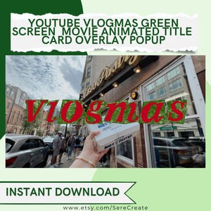 Grünes Magazin Buchstaben Vlogmas ANIMATED Film Intro Titel Karte Vlog Green Screen Für YOUTUBE VIDEOS, Video-Overlays, Video-Bearbeitungs-Assets