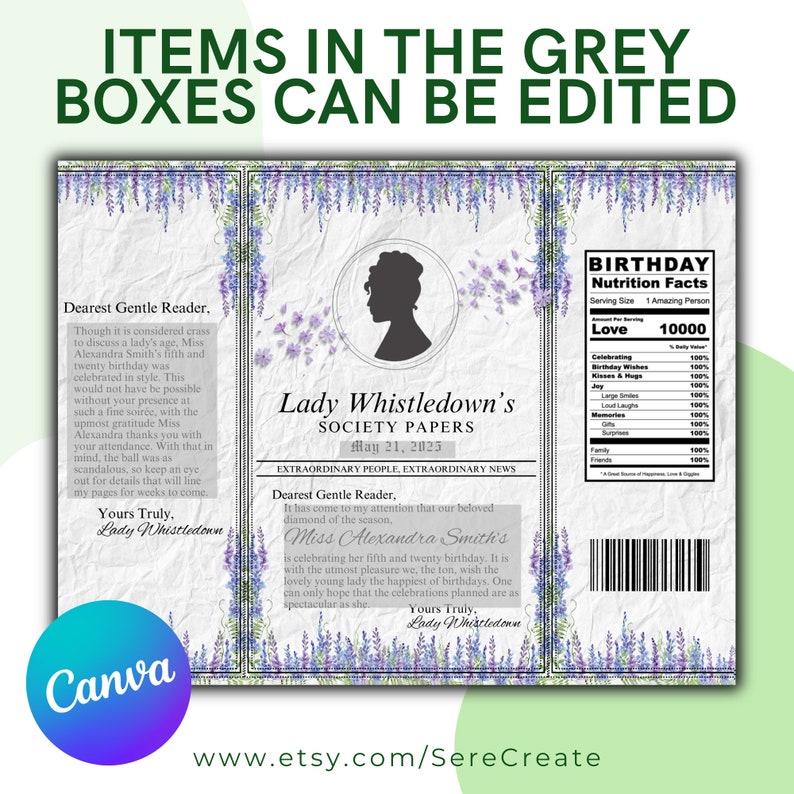 Bridgerton Lady Whistledown Society Papers Chip Bag Template Instant Bridgerton Lady Whistledown Society Papers Chip Bag Template Instant