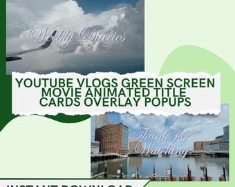 Animated Movie Title Green Screen: YouTube Vlog Overlays (Digital Download)