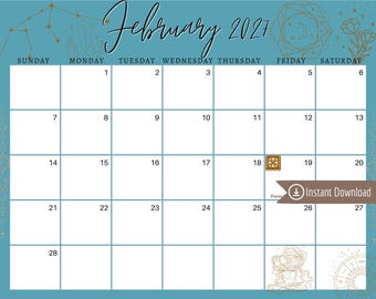 February 2027 Astrology Calendar: Aquarius Planner (PDF, PNG, JPG Download)