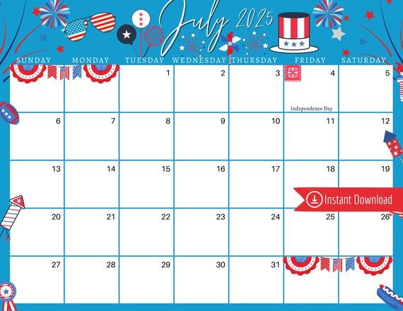 July calendar printable discount