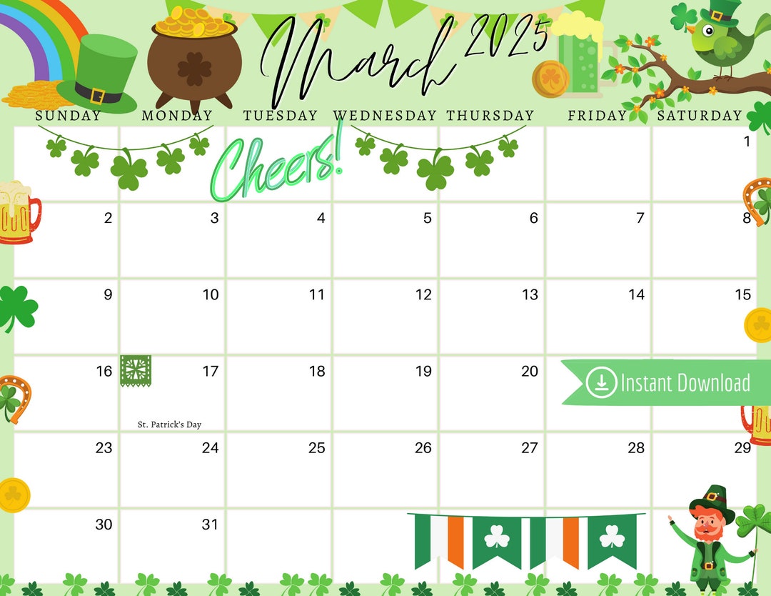 st patricks day calendar cards