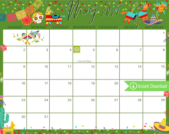 May 2027 Cinco De Mayo Fiesta Calendar (Digital Download)