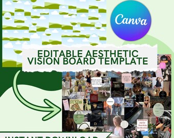 Plantilla de tablero de visión: diseño editable en Canva (descarga digital)