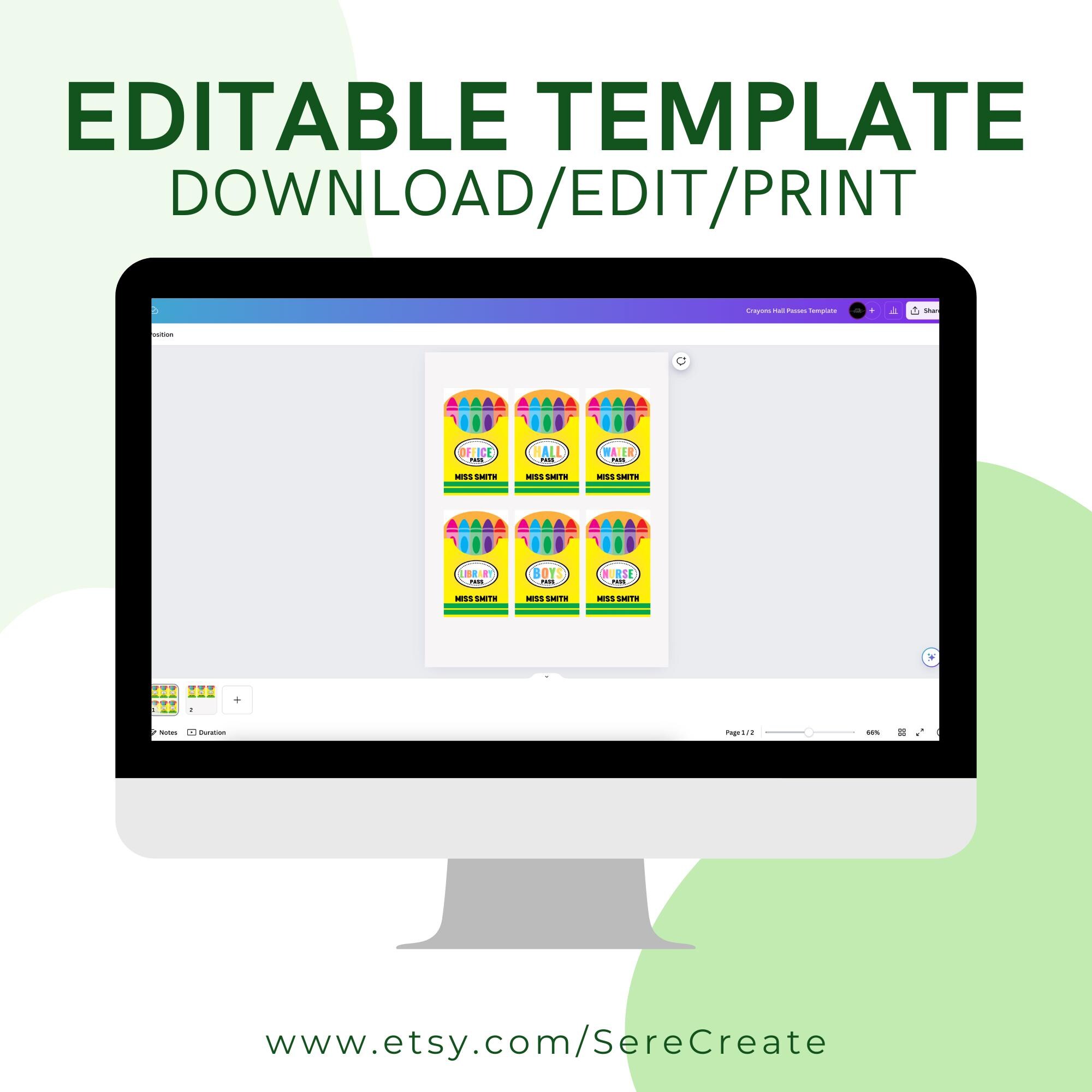 9 Crayon Box Classroom Hall Passes Lanyard Template - DIY Personalized ...