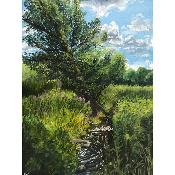 Original Oil Painting - Jelke Creek Painting - Canvas Oil Painting - 12x 16  - Large Painting - Nature art - Artwork