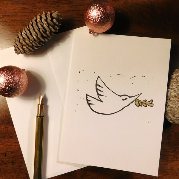 Peace Dove - Handmade Holiday Card w/ Envelope - 5 x 7 inches