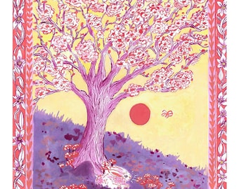 Kirschblüte - Illustration - Originale Zeichnung - 23 x 30 cm - Frühlings Malerei