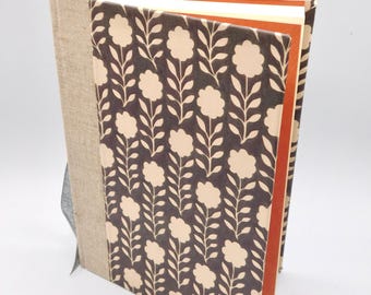 Handbound Journal: Decorative Paper Cover, Blank - Italian Paper - Gray and white flowers