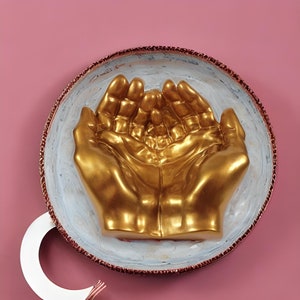 Custom Large Resin Giving Hands Cupped Praying Hands for Jewelry Tray Dish or sculpture