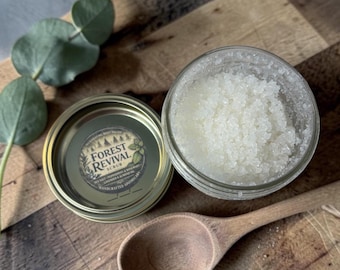 Forest Revival Body Scrub | Herbal Sea Salt Exfoliating Polish, Peppermint, Rosemary, Lavender
