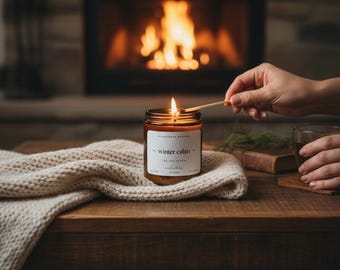 Winter Cabin Soy Wax Candle | Smoky Cedar Vanilla Scent, Rustic Home Decor