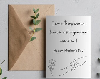 Impresión del Día de la Madre / Regalo del Día de la Madre / Cita de mamá / Soy una mujer fuerte porque una mujer fuerte me crió