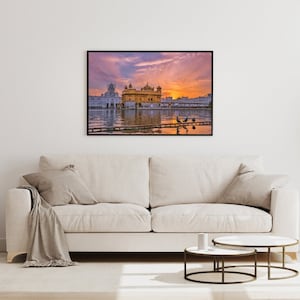 Templo dorado Harmandir Sahib -Arte digital sikh, decoración de la pared sikh, papel pintado sikh, pintura mural fondo de pantalla digital