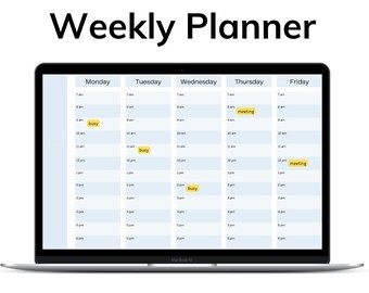 Weekly Planner PDF PRINTABLE (hourly time block planner)