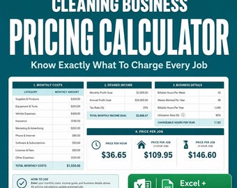 Calculadora de precios para empresas de limpieza / Guía de precios en Excel y Google Sheets