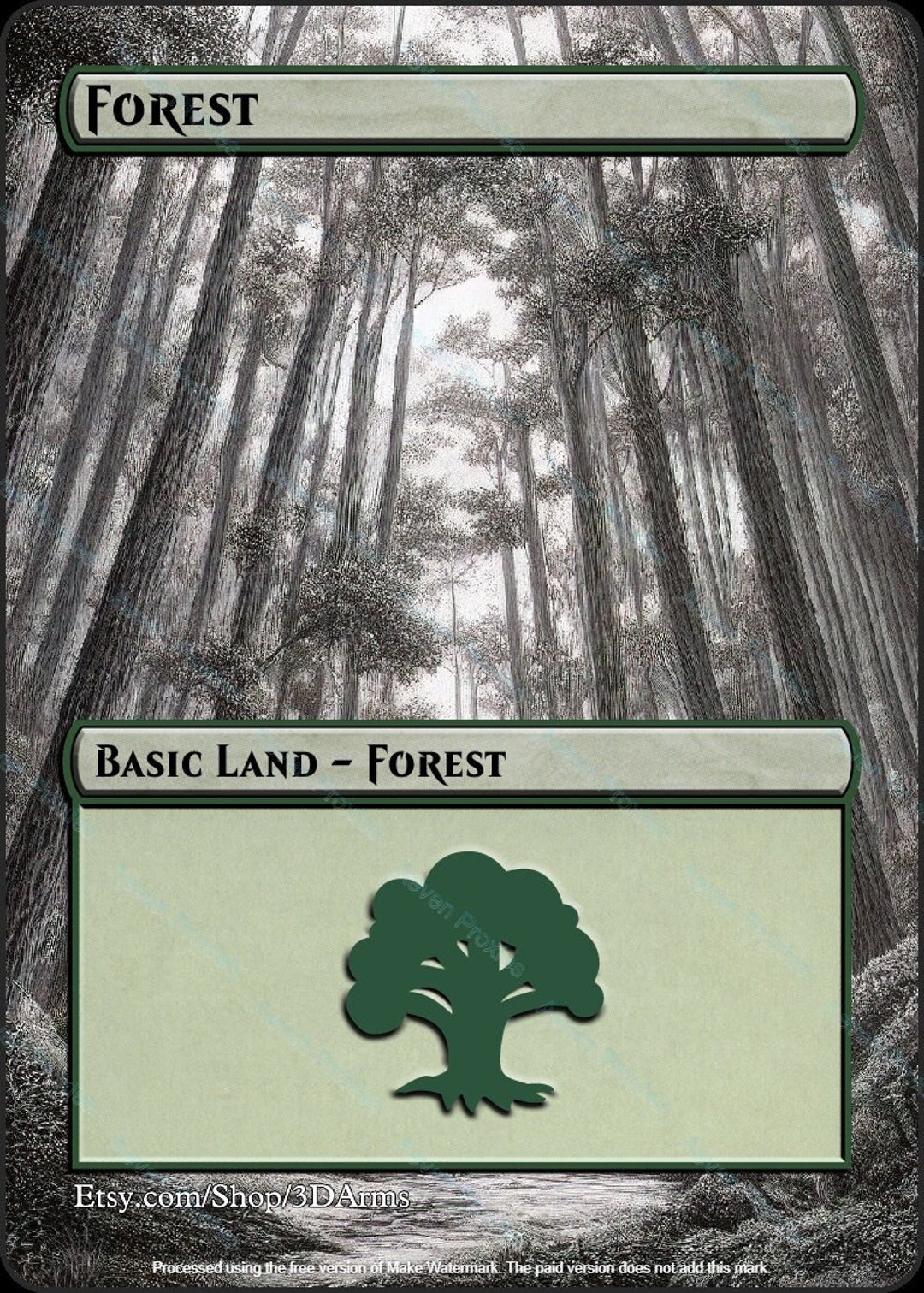 Magic the Gathering Basic Land Proxies B&W Pencil, Horror, Full Art