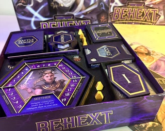 BEHEXT Organizer | 3D Printed Insert for Battlemage Card Game, Hex Tile Storage