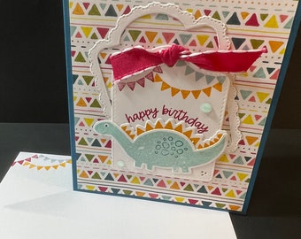 Dinosaur Birthday Card, Happy Birthday Card, Children's Birthday Card, Handmade Greeting Card, Dinosaurs Adventure, Kids Birthday Card