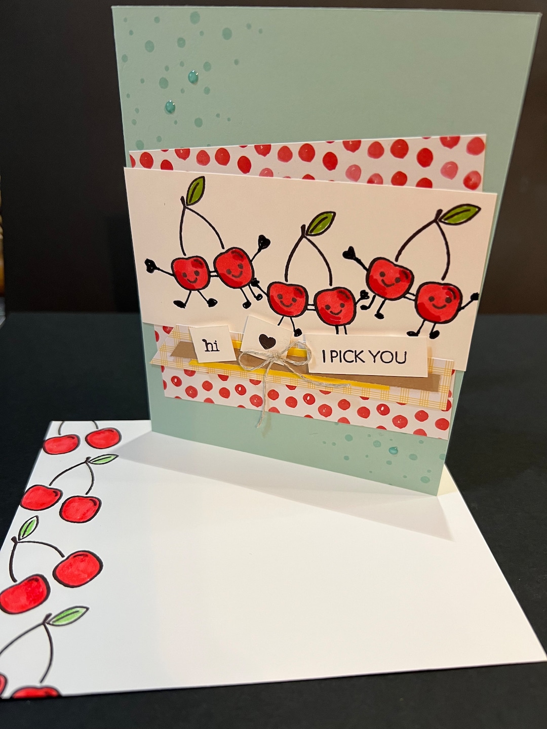 Funny Handmade Thinking of You Card: Cherry Pun - Etsy