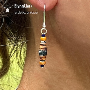 Handmade Paper Bead Dangle Earrings: Upcycled Boho Jewelry