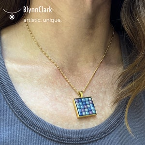 Handmade Mosaic Glass Tile Pendant Necklace - Metal Options & Various Colors Available