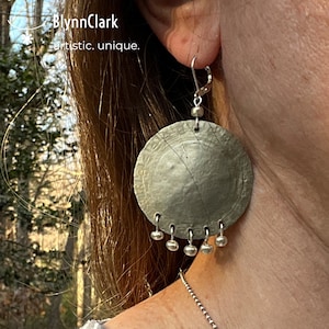 Recycled Bottle Cap Earrings Silver Upcycled Sustainable Jewelry Ethical Boho Hippie Bohemian Gift Yoga Leverback Ear Dangle Ecological Eco