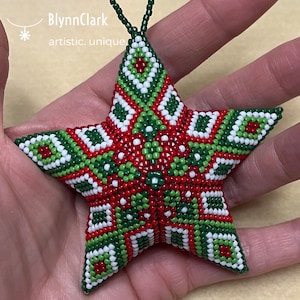 Motif étoile peyotl 3D : décoration de Noël en perles pour débutant (téléchargement numérique)