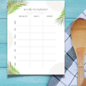 Printable Weekly Meal Planner | PDF | Instant Download | Letter Size (8.5in x 11in)