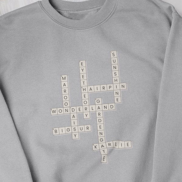 Taylor Swift "Gaylor" Crossword Puzzle Graphic Sweatshirt, Gift For Swiftie, Gift for Gaylor, Swiftmas, Eras Merch, Swiftie Merch