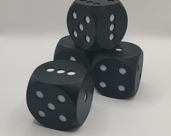 Jumbo Black Dice | 3D Printed PLA, Rounded Corner Set