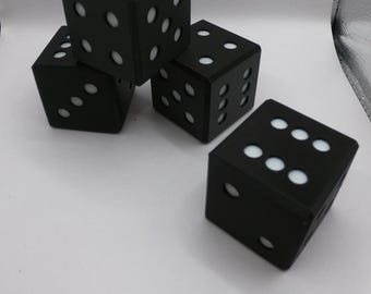 Jumbo Black Dice | 41mm PLA 3D Printed, Set of 4