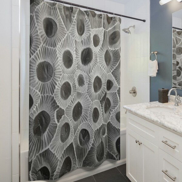 Petoskey Stone Print shower curtain, Petoskey Stone gift idea, Petoskey stone home decor, Petoskey bathroom ideas, Petoskey shower curtain