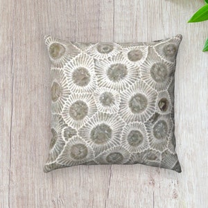 Petoskey Stone Print Pillow, unique Petoskey gift, Petoskey stone decor, gift for Rockhound