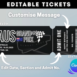 Editable Formula Ticket | Ticket Template - Etsy