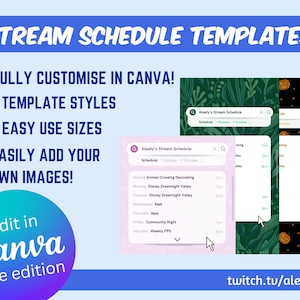 Stream Schedule Templates / Twitch / YouTube / Streamer / Canva